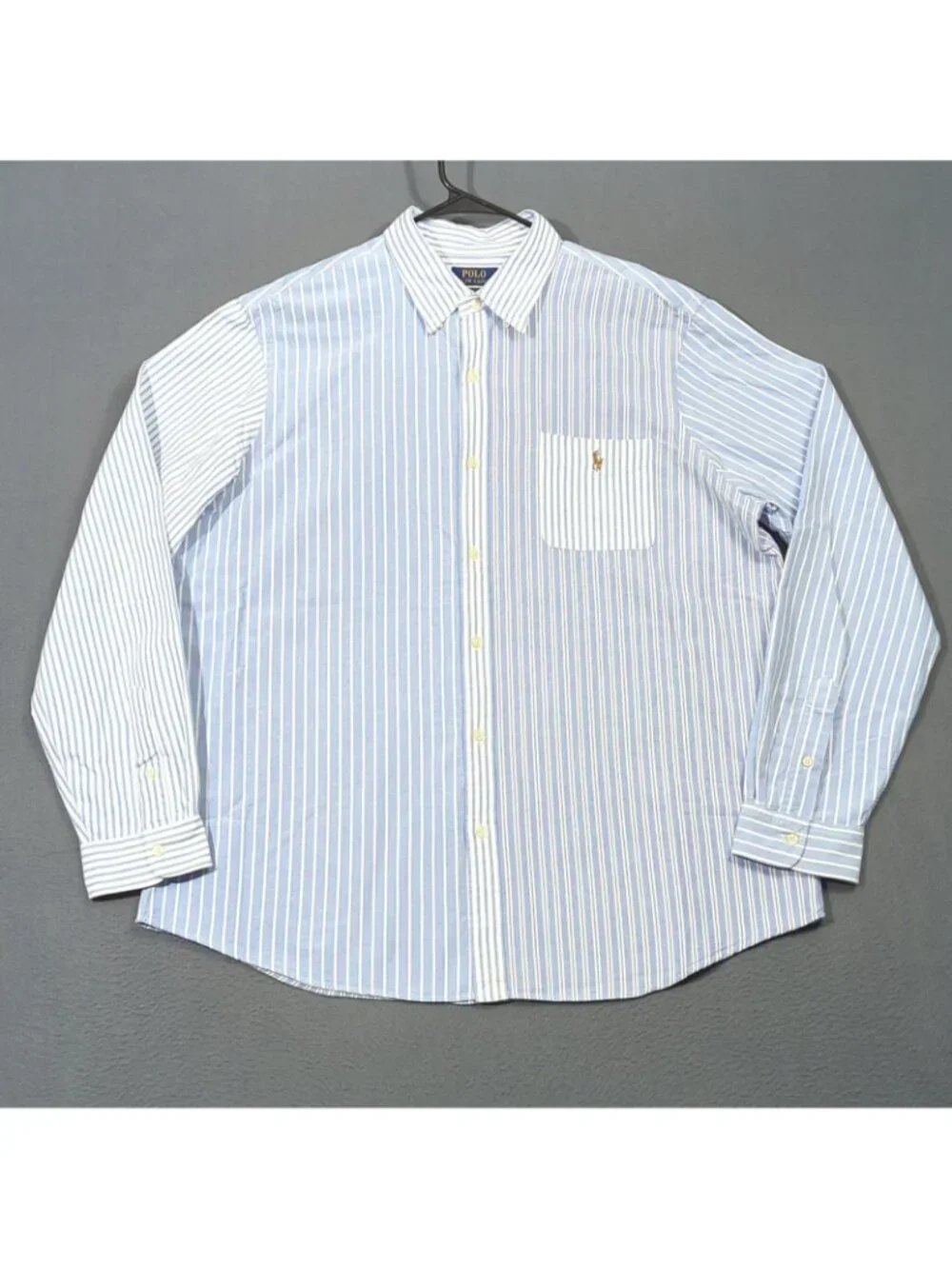 Polo Ralph Lauren Shirt Men's XXL Blue Classic Fit Striped Oxford Fun Shirt OCBD